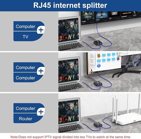 موزع إيثرنت RJ45 من 1 إلى 2 مخرج، مقسم شبكة LAN بسرعة 100 ميجابت في الثانية [جهازان للشبكات في نفس الوقت]، مفتاح كابل إيثرنت مقسم الإنترنت مع كابل طاقة USB لـ Cat 5/5e/6/7/8 in Kuwait