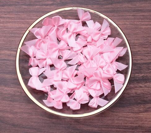 Sowaka 50 Pcs Mini Satin Ribbon Bow 0.9 Inch Small Soft Cute Elegant Bows for Craft DIY Making Kit Art Scrapbooking Sewing Christmas Gift Wedding Theme Parties Decoration Gift Present Supplies (Pink) in Saudi Arabia