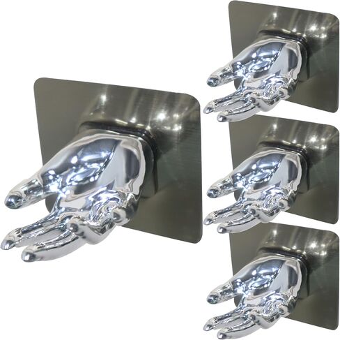 Sliver Wall Decorative Hooks 3Pack Hand Shaped Adhesive Hooks for Hanging Things Bathroom Shower Towel Hooks Behind The Door Coat Hooks Renter Friendly Wall Hooks (Sliver) in Saudi Arabia