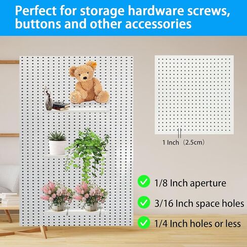 4 عبوات من أرفف بيجبورد بيضاء، أرفف بيجبورد خشبية مع دعامات، رف تخزين منظم للوحة الوتد، أرفف إكسسوارات بيجبورد للمنزل، المطبخ، المكتب، تخزين الحائط in Kuwait