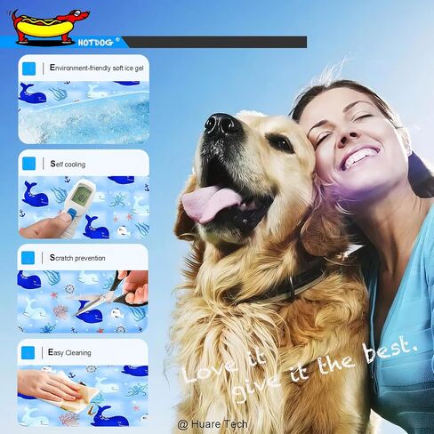 HOTDOG Cooling Mat for Pets, Sized for Large Dogs & Cats(20-60Lb) - Non-Toxic Self-Cooling Gel, Pressure Activated Waterproof, Cleanable, Sleeping Comfortable in Saudi Arabia