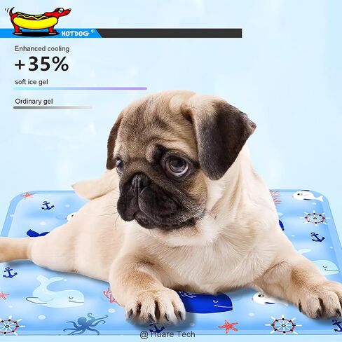 HOTDOG Cooling Mat for Pets, Sized for Large Dogs & Cats(20-60Lb) - Non-Toxic Self-Cooling Gel, Pressure Activated Waterproof, Cleanable, Sleeping Comfortable in Saudi Arabia