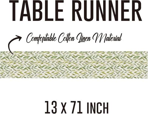 Boho Palm Leaves Table Runner, Kitchen Dining Table Decor, Watercolor Tropical Botanical Green Leaf Table Runners for Indoor Outdoor Home Holiday Wedding Birthday Party Decoration, 13 x 71 Inch in Saudi Arabia