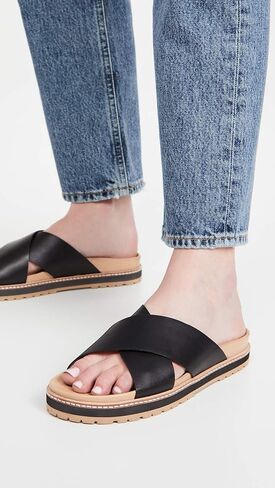 صندل Madewell The Dayna Lugsole Slide من الجلد باللون الأسود الحقيقي 9 M in Saudi Arabia
