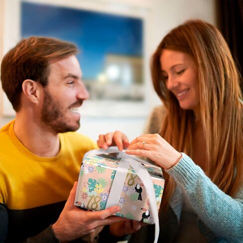 ورق تغليف سنترال 23 للفتيات - 6 أوراق من أغلفة الهدايا - ورق تغليف عيد الميلاد الثامن عشر للنساء - استوائي - سن 18 عامًا - للأصدقاء - يأتي مع ملصقات ممتعة in Saudi Arabia
