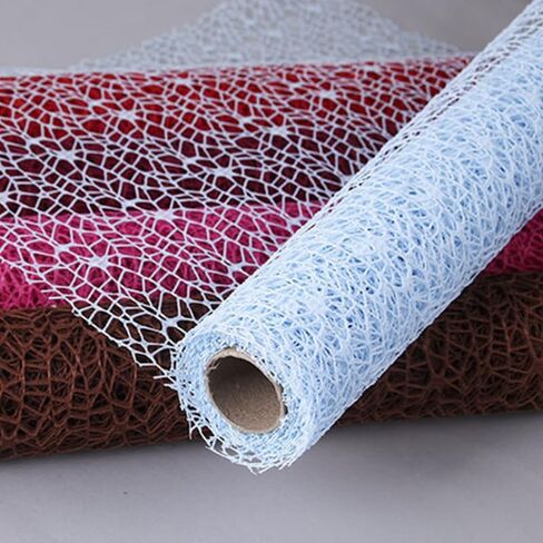 CURTEK 10 ورقات على الطراز الكوري ورق تغليف الزهور مقاس 19.5 × 26 بوصة شبكة جاكار شبكية مخرمة ورق تغليف زهور لعيد الحب لوازم باقة الزهور، لتغليف هدايا باقة الحرف اليدوية (أبيض) in Kuwait