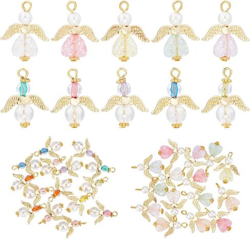 PH PandaHall 30Pcs Angel Wings Pendant 2 Styles Acrylic Angel Wing Charm Angel Wings Jewelry Tibetan Style Guardian Pendants for DIY Keychain Necklace Craft Party Favor Wedding Jewelry Making in Saudi Arabia