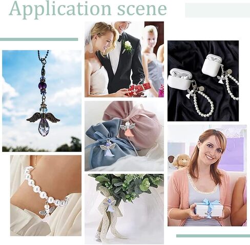 PH PandaHall 30Pcs Angel Wings Pendant 2 Styles Acrylic Angel Wing Charm Angel Wings Jewelry Tibetan Style Guardian Pendants for DIY Keychain Necklace Craft Party Favor Wedding Jewelry Making in Saudi Arabia