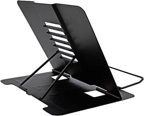 حامل كتب معدني قابل للطي مع 6 زوايا قابلة للتعديل ومشبك صفحة ورقية، حامل كتب قوي لسطح المكتب لكتب الطبخ والمجلة والكتب المدرسية والمستندات وكتاب الموسيقى والكمبيوتر المحمول والكمبيوتر اللوحي (أسود) in Kuwait