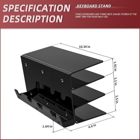 YIMAGUJRX رف تخزين ماوس لوحة المفاتيح الأكريليك، حامل إطار أكريليك، حامل عرض لوحة المفاتيح ثلاثي الطبقات، ماوس لوحة المفاتيح وقبضة رف تخزين سطح المكتب اثنين في واحد (أسود) in Kuwait