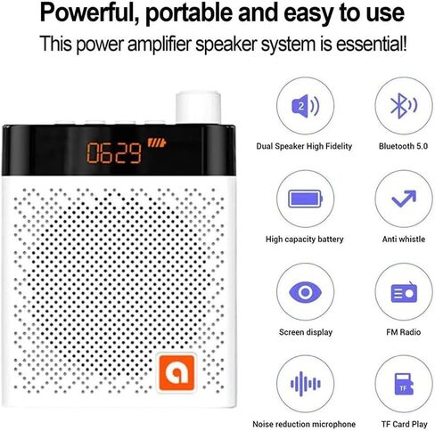 Wireless Voice Amplifier with UHF Wireless Microphone - Portable Bluetooth Speaker for Teachers, Fitness Instructors, Tour Guides - Rechargeable 3200mAh - Speaker for Classroom, Meetings, Outdoors in Saudi Arabia