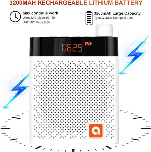 Wireless Voice Amplifier with UHF Wireless Microphone - Portable Bluetooth Speaker for Teachers, Fitness Instructors, Tour Guides - Rechargeable 3200mAh - Speaker for Classroom, Meetings, Outdoors in Saudi Arabia