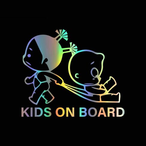 Baby on Board Sign Stickers High Intensity Safety Sign Baby in Car Feet Decal Baby Kids Safety Signs Stickers Kids Safety Warning for Car Bumper Window (Holographic Silver) in Kuwait