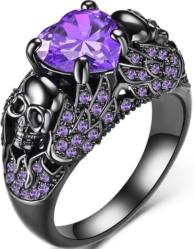 Gothic Jewelry Black Skull Rings Biker Rings Vampire Accessories Halloween Gothic Engagement Rings for Women Gifts Christmas Gifts in Saudi Arabia