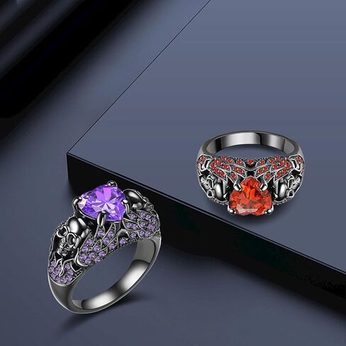 Gothic Jewelry Black Skull Rings Biker Rings Vampire Accessories Halloween Gothic Engagement Rings for Women Gifts Christmas Gifts in Saudi Arabia