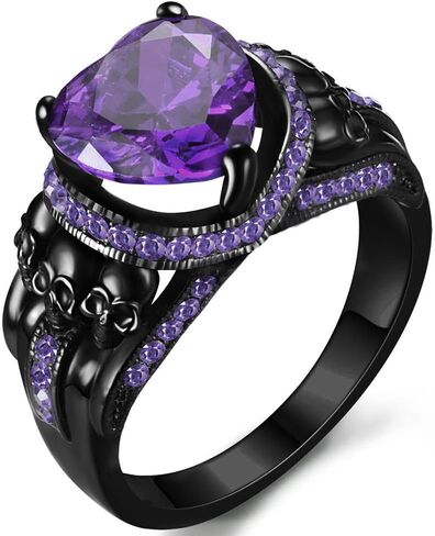 Gothic Jewelry Black Skull Rings Biker Rings Vampire Accessories Halloween Gothic Engagement Rings for Women Gifts Christmas Gifts in Saudi Arabia