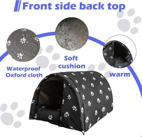 Cat House for Outdoor,Weatherproof Warm Feral Cats Shelter Outside/Indoor Collapsible Insulated Pet Houses Foldable Stray Cat Tent Cave for Kitty Puppy Small Animals Four Season(Black) in Saudi Arabia