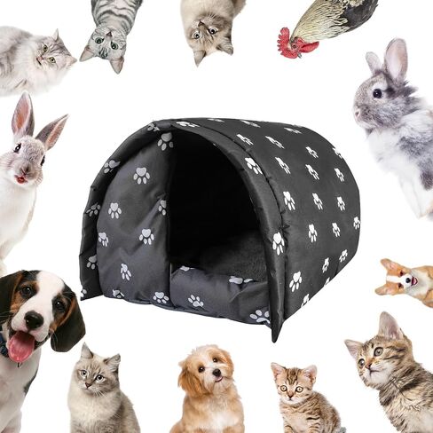 Cat House for Outdoor,Weatherproof Warm Feral Cats Shelter Outside/Indoor Collapsible Insulated Pet Houses Foldable Stray Cat Tent Cave for Kitty Puppy Small Animals Four Season(Black) in Saudi Arabia