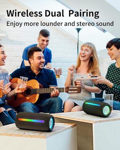 مكبرات صوت بلوتوث LENRUE M6P مع بلوتوث V5.3، أضواء RGB، صوت عالي الدقة 10 وات، اقتران لاسلكي حقيقي، مقاومة للماء IPX5، مكبر صوت محمول للسفر والمنزل والحفلات الخارجية والشاطئ in Kuwait