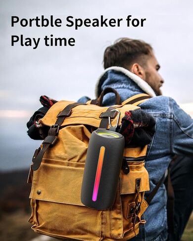 مكبرات صوت بلوتوث LENRUE M6P مع بلوتوث V5.3، أضواء RGB، صوت عالي الدقة 10 وات، اقتران لاسلكي حقيقي، مقاومة للماء IPX5، مكبر صوت محمول للسفر والمنزل والحفلات الخارجية والشاطئ in Kuwait
