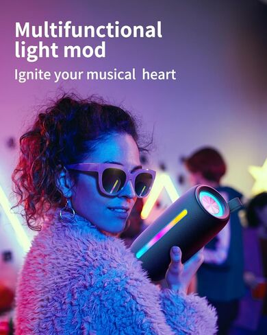 مكبرات صوت بلوتوث LENRUE M6P مع بلوتوث V5.3، أضواء RGB، صوت عالي الدقة 10 وات، اقتران لاسلكي حقيقي، مقاومة للماء IPX5، مكبر صوت محمول للسفر والمنزل والحفلات الخارجية والشاطئ in Kuwait