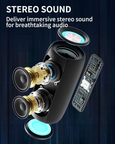 مكبرات صوت بلوتوث LENRUE M6P مع بلوتوث V5.3، أضواء RGB، صوت عالي الدقة 10 وات، اقتران لاسلكي حقيقي، مقاومة للماء IPX5، مكبر صوت محمول للسفر والمنزل والحفلات الخارجية والشاطئ in Kuwait