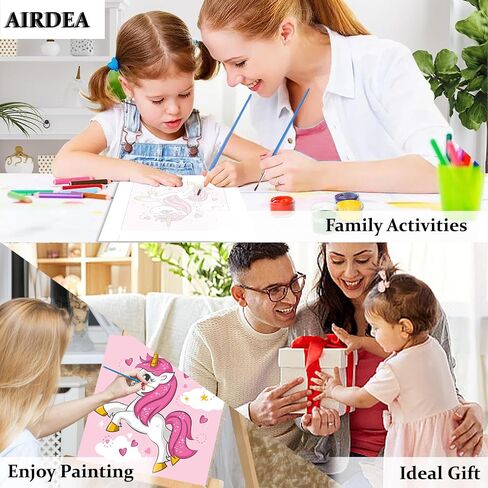 AIRDEA 4 عبوات طلاء بالأرقام للأطفال مع إطار خشبي، رسم حيوانات كرتونية بالأرقام للأطفال الذين تتراوح أعمارهم بين 4-8-12 عامًا، طلاء سهل بأرقام الفيل 8X8 في مجموعات الطلاء للأطفال بالأرقام على القماش in Saudi Arabia