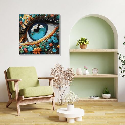 HEIBAGO DIY Paint by Numbers Kit for Adults 12"x12" Framed Canvas&Wooden Easel, Acrylic Paint by Numbers Kits for Adults Beginner, Fantastic Flowers Eye Drawing Arts and Crafts for Home Wall Decor in Saudi Arabia