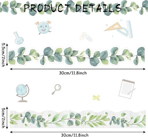 24 قطعة من لوحة نشرة الأوكالبتوس المغناطيسية للفصل الدراسي، حدود للفصل الدراسي، حدود مغناطيسية للمعلمين، شرائط حدود للفصل الدراسي، ديكورات للفصول الدراسية لسبورة السبورة المكتبية، لوحة بيضاء للديكور in Kuwait