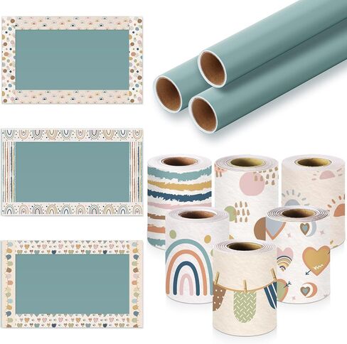 3 Rolls 4 x 12 ft Bulletin Board Roll and 6 Rolls 160 ft Rolled Border Trim Fade Resistant Bulletin Board Paper Bulletin Board Borders for Classroom Back to School Decorations(Morandi) in Saudi Arabia