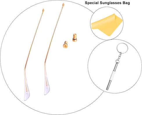 Suitable/Replacement for Ray-Ban 3025 Aviator Sunglasse Temple Arms Nose Pads Temple Tips if Applicable (golden arm+clear temple) in Saudi Arabia