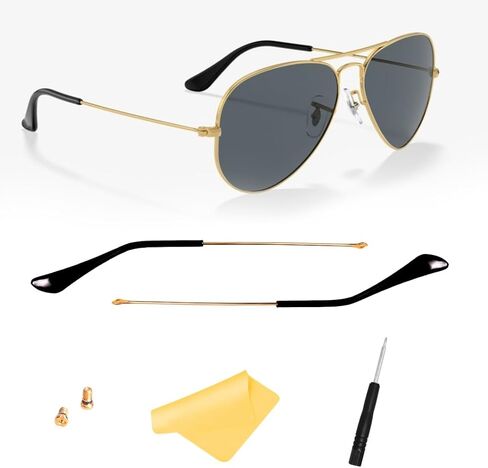 Suitable/Replacement for Ray-Ban 3025 Aviator Sunglasse Temple Arms Nose Pads Temple Tips if Applicable (golden arm+clear temple) in Saudi Arabia