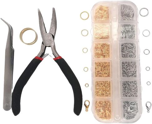 مجموعة صناعة المجوهرات DIY مع كماشة أنف منحنية، حلقات قفز، مشابك، للخرز، تغليف الأسلاك، صناعة المجوهرات، قلادة خلخال، أدوات إصلاح النتائج، لوازم مجموعة المبتدئين من CRAFT WIRE in Kuwait