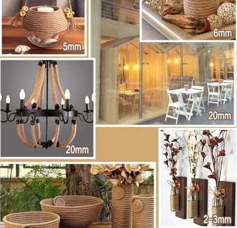 حبل الجوت الملتوي مقاس 1/2 بوصة، 3 جدائل من حبل القنب الطبيعي العتيق للتعليق أو الحرف اليدوية، ديكور منزلي، مناظر طبيعية، بحري - 100 قدم (0.5) in Kuwait