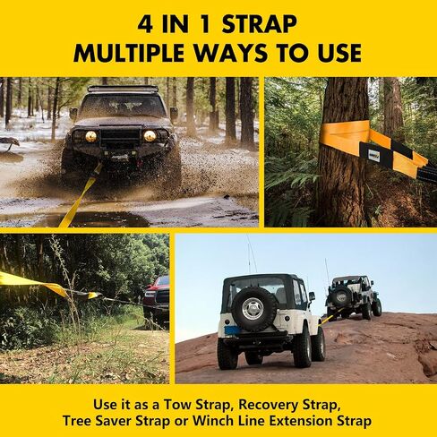 AUREOLE Heavy Duty Tow Strap Recovery Rope Kit 3" x 30ft Snatch Straps Lab Tested 35,000lb Break Strength, 22% Elongation 100% Nylon Strap + 3/4 D Ring Shackles (2 Pack) with 4 Washers + Storage Bag in Saudi Arabia