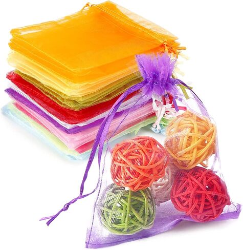 WenTao 100PCS Organza Gift Bags, 4x4.72 Mixed Color Wedding Favor Bags with Drawstring, Premium Candy Jewelry Pouch Party Wrap in Saudi Arabia