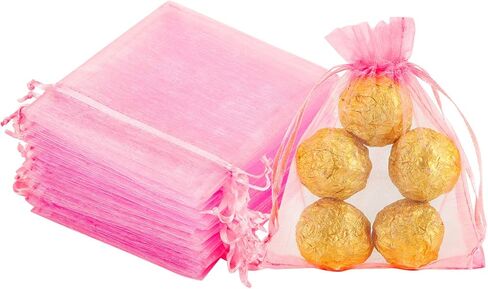 100 قطعة من أكياس هدايا الأورجانزا من WenTao، مقاس 4 × 4.72 حقائب هدايا لحفلات الزفاف بألوان مختلطة مع رباط، حقيبة مجوهرات حلوى فاخرة للحفلات in Kuwait