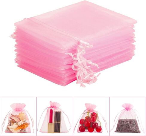 100 قطعة من أكياس هدايا الأورجانزا من WenTao، مقاس 4 × 4.72 حقائب هدايا لحفلات الزفاف بألوان مختلطة مع رباط، حقيبة مجوهرات حلوى فاخرة للحفلات in Kuwait