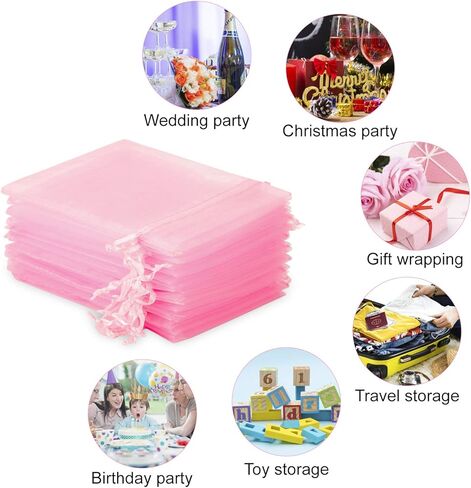 100 قطعة من أكياس هدايا الأورجانزا من WenTao، مقاس 4 × 4.72 حقائب هدايا لحفلات الزفاف بألوان مختلطة مع رباط، حقيبة مجوهرات حلوى فاخرة للحفلات in Kuwait