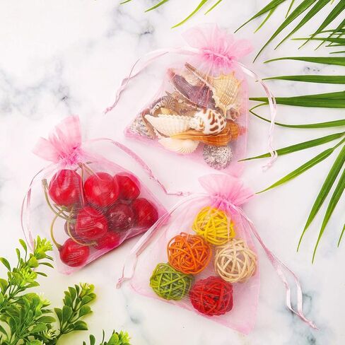 100 قطعة من أكياس هدايا الأورجانزا من WenTao، مقاس 4 × 4.72 حقائب هدايا لحفلات الزفاف بألوان مختلطة مع رباط، حقيبة مجوهرات حلوى فاخرة للحفلات in Kuwait