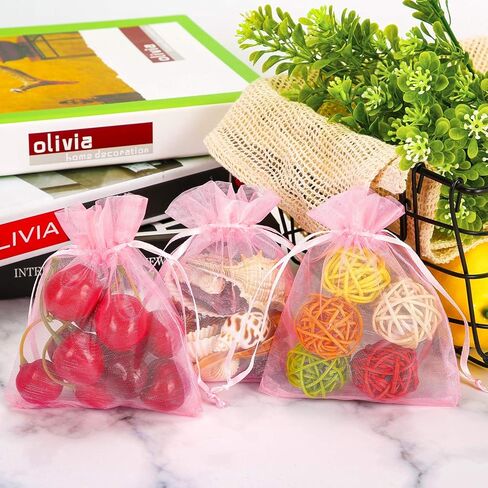 100 قطعة من أكياس هدايا الأورجانزا من WenTao، مقاس 4 × 4.72 حقائب هدايا لحفلات الزفاف بألوان مختلطة مع رباط، حقيبة مجوهرات حلوى فاخرة للحفلات in Kuwait