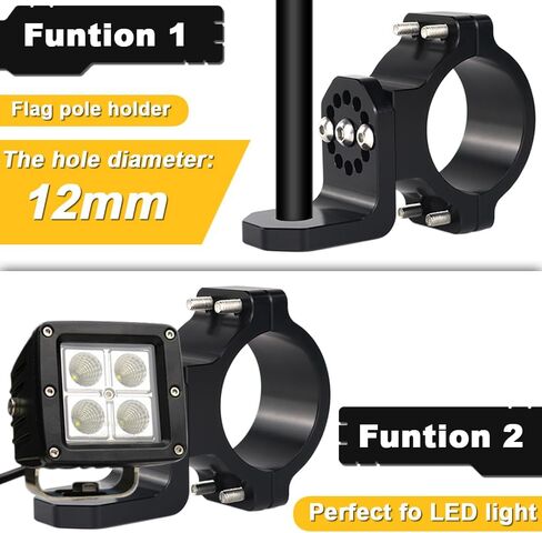 2PCS UTV Whip Mount، UTV Light Flag يتصاعد من الألومنيوم بزاوية 360 درجة قابلة للتعديل لقفص لفة من 1.75 بوصة إلى 2 بوصة متوافق مع Polaris RZR 900 1000 XP Pro Can Am X3 in Kuwait