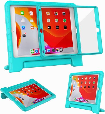 حافظة MAISON Kids لجهاز iPad 9th/8th/7th Generation، 2021/2020/2019 مقاس 10.2 بوصة - غطاء حامل واقٍ خفيف الوزن مقاوم للصدمات مع واقي شاشة مدمج (أحمر + أزرق) in Saudi Arabia