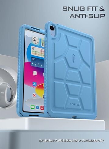 Poetic TurtleSkin Designed for New iPad 10.9 inch 10th Generation (2022) Case, Heavy Duty Shockproof Kids Friendly Silicone Case Cover, Only Compatible with New iPad 10.9 10th Generation, Black in Saudi Arabia