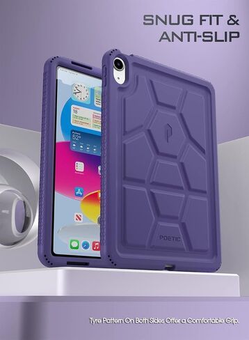 Poetic TurtleSkin Designed for New iPad 10.9 inch 10th Generation (2022) Case, Heavy Duty Shockproof Kids Friendly Silicone Case Cover, Only Compatible with New iPad 10.9 10th Generation, Black in Saudi Arabia