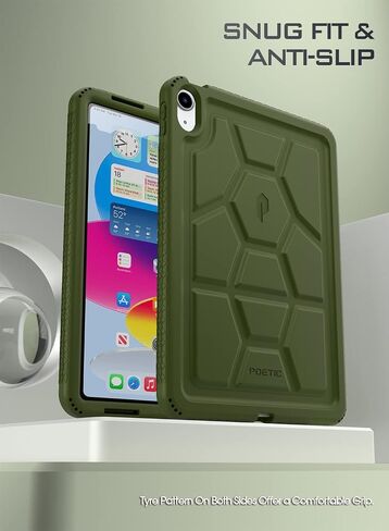 Poetic TurtleSkin Designed for New iPad 10.9 inch 10th Generation (2022) Case, Heavy Duty Shockproof Kids Friendly Silicone Case Cover, Only Compatible with New iPad 10.9 10th Generation, Black in Saudi Arabia