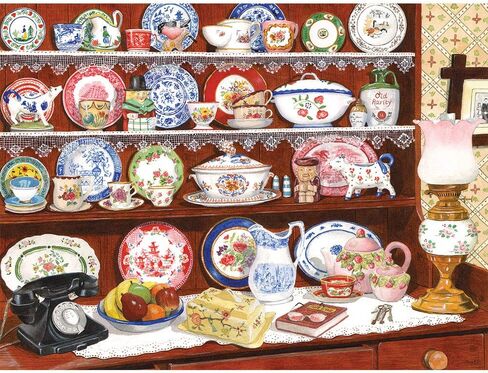 Bits and Pieces - 500 Piece Jigsaw Puzzle for Adults 18" X 24" - Grandma's China - 500 pc The Good China Serving Set, China Plate Jigsaw by Artist Tracy Hall in Saudi Arabia