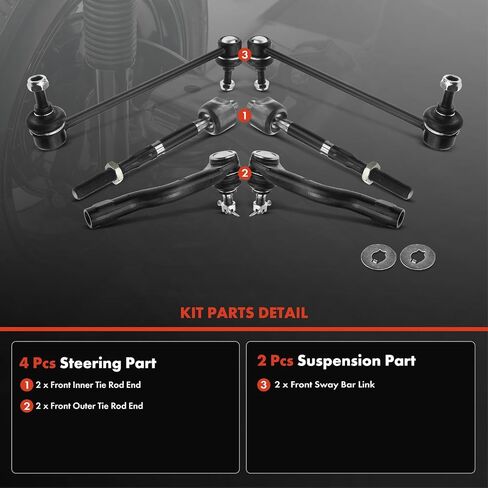 A-Premium Set of 6, Front Sway Bar Link, Inner Outer Tie Rod End, Compatible with Mazda 2 2011 2012 2013 2014 L4 1.5L Hatchback in Saudi Arabia