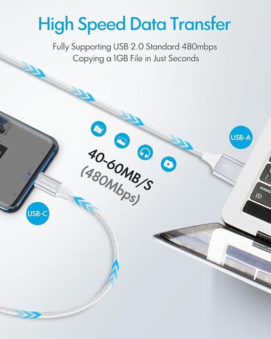 White USB to USB C Cable 3ft 2Pack, USBC Car Play Charging Cord for New iPhone 16 15 Plus Pro Max, for Samsung Galaxy S23 S21, Pixel in Saudi Arabia