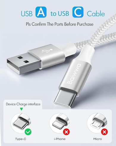 White USB to USB C Cable 3ft 2Pack, USBC Car Play Charging Cord for New iPhone 16 15 Plus Pro Max, for Samsung Galaxy S23 S21, Pixel in Saudi Arabia